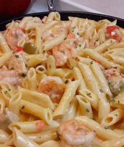 Cajun shrimp and chicken pasta