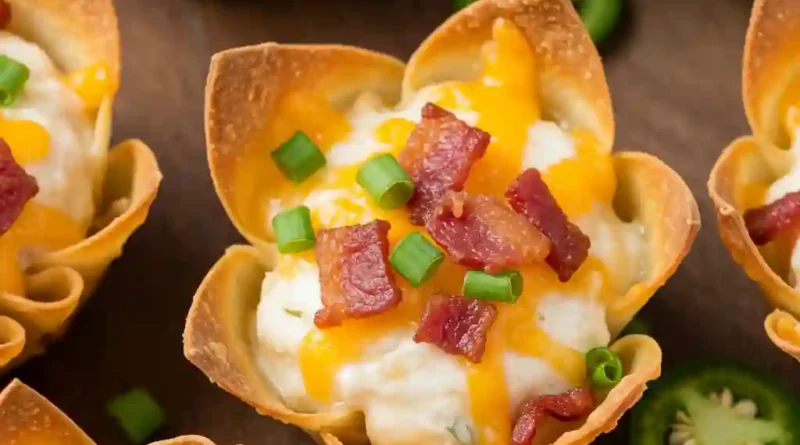 Bacon Jalapeño Popper Wonton Cups