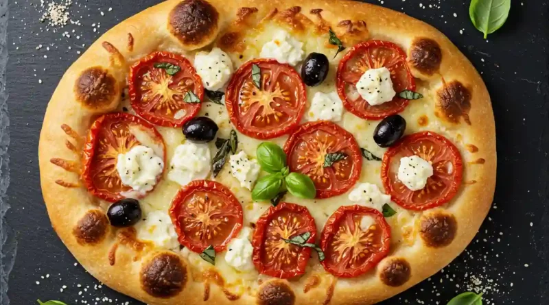 Sun Dried Tomato, Olive and Goat Cheese Flatbread