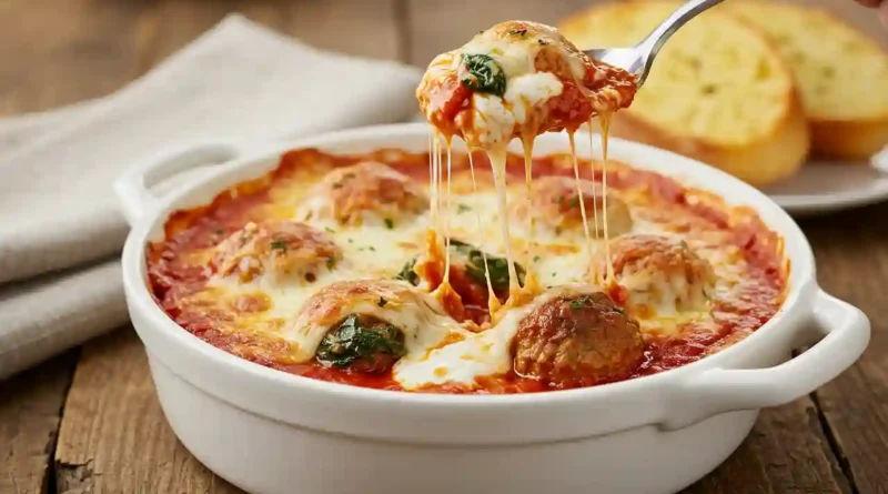 5-Ingredient Cheesy Meatball Casserole