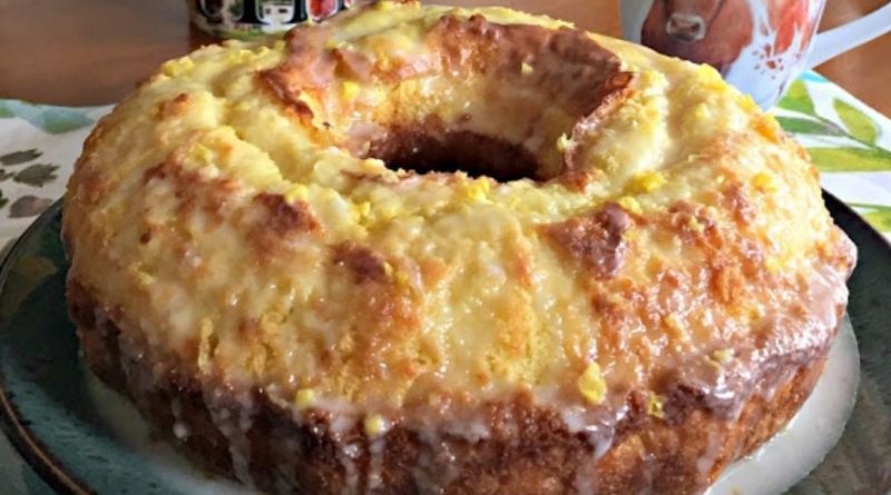Lady Bird Johnson’s Lemon Cake on a serving platter – A golden Bundt cake with lemon glaze, showcasing culinary perfection.