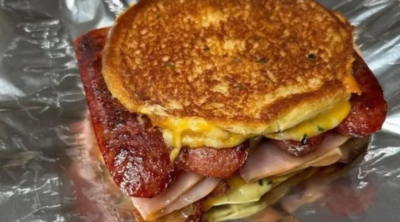 Sausage bacon egg and cheese sandwich