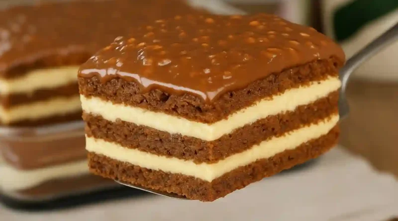 No-Bake Biscuit Cake with Cream and Chocolate Recipe