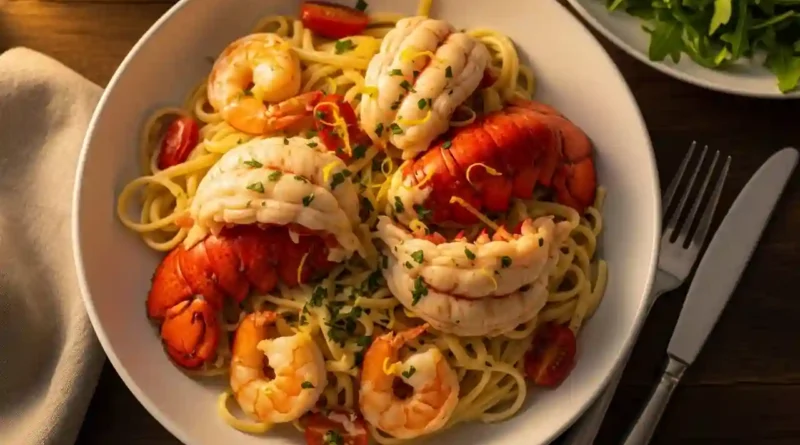 Creamy Lobster and Shrimp Scampi Linguine Recipe