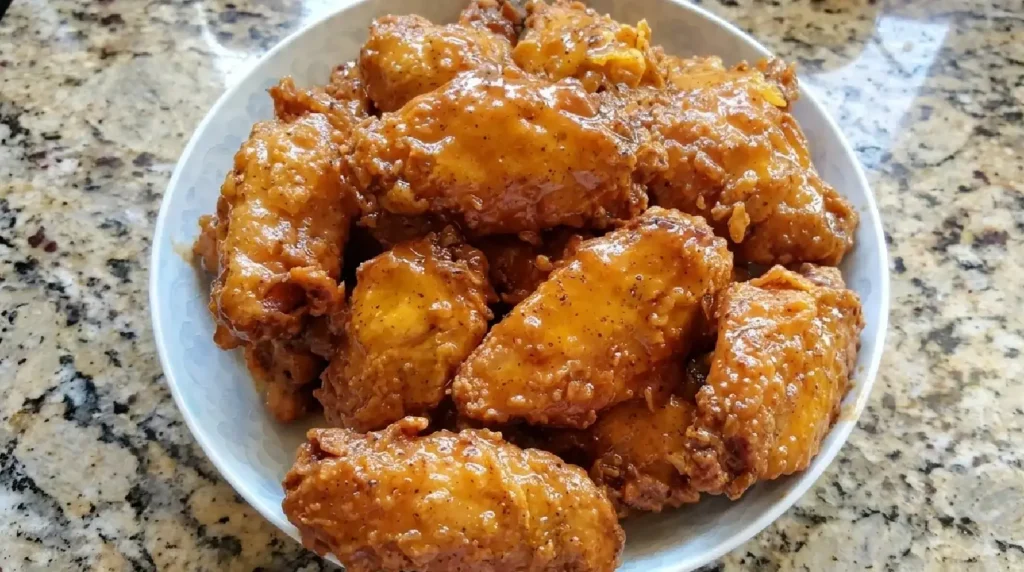 Fried Wing Flats Drizzled with Honey Lemon Pepper Sauce