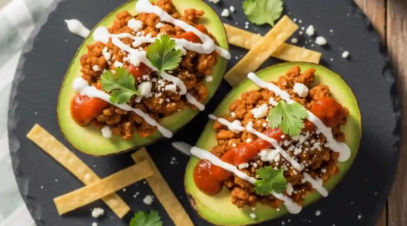 Taco Stuffed Avocados with Chipotle Sauce