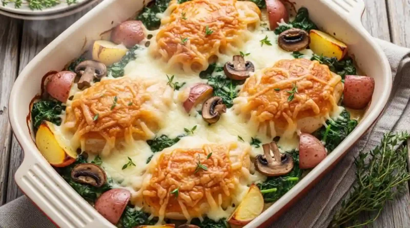 Smothered Chicken with Spinach and Mushrooms Recipe