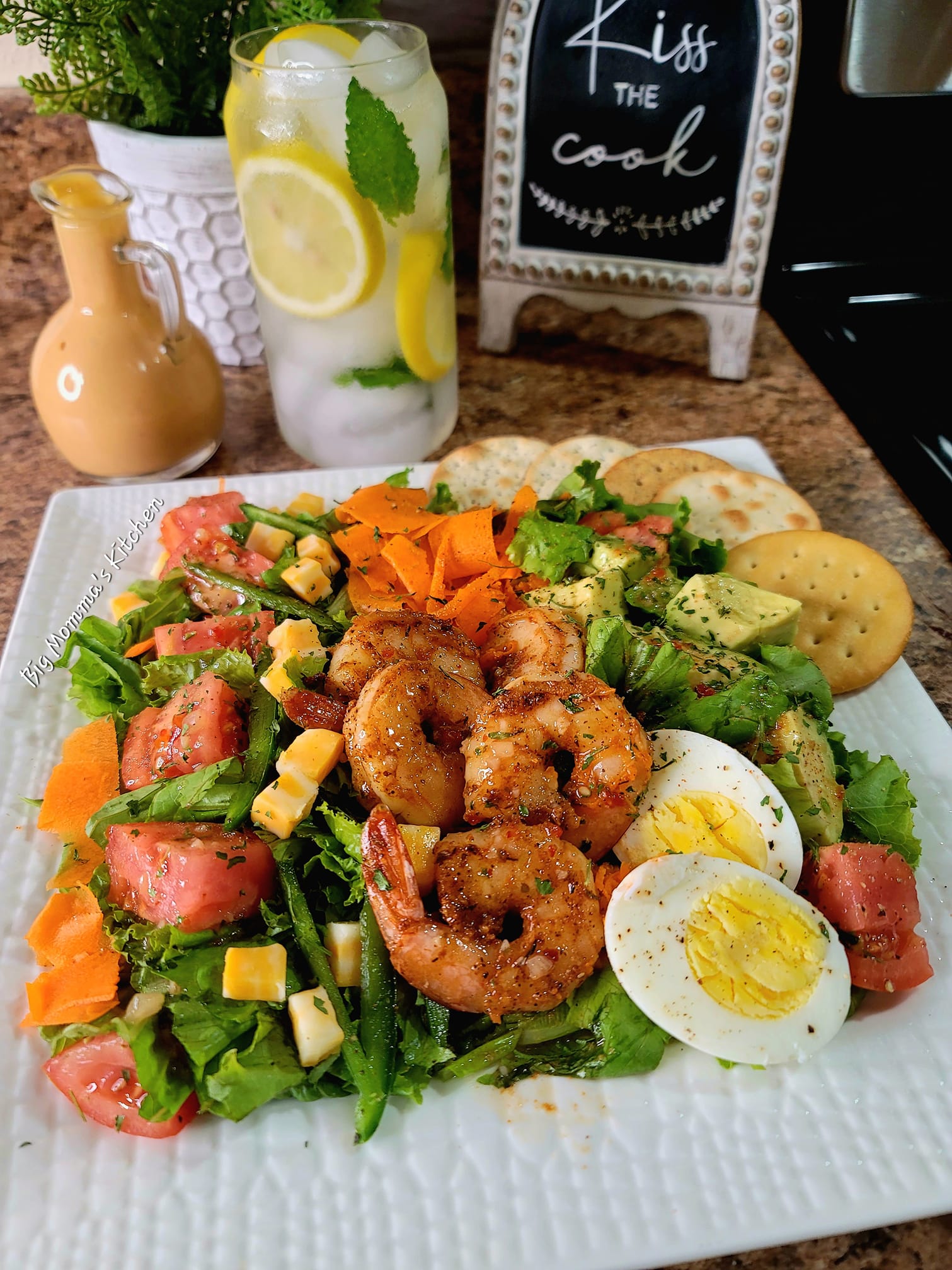 This grilled shrimp and avocado salad is a tasty and satisfying way to get your protein and vegetables.