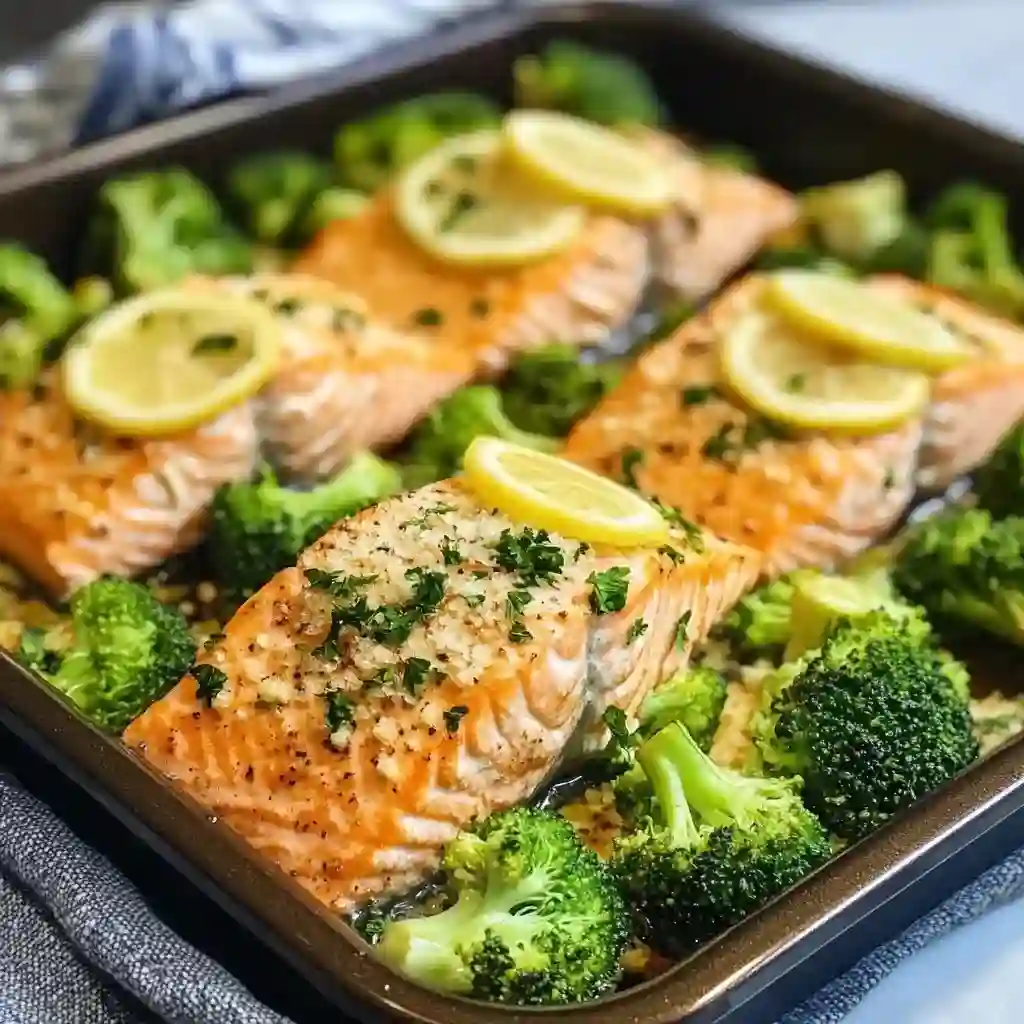 Baked Salmon and Broccoli
