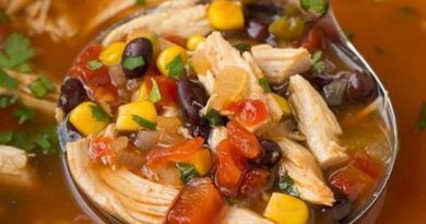 Crock Pot filled with chicken, vegetables, and broth for Chicken Tortilla Soup.