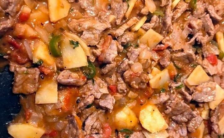 Ranchero Steak with Potatoes on a Plate