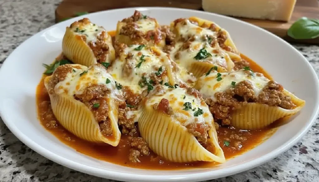 Beef-Stuffed Shells with Creamy Ricotta Filling