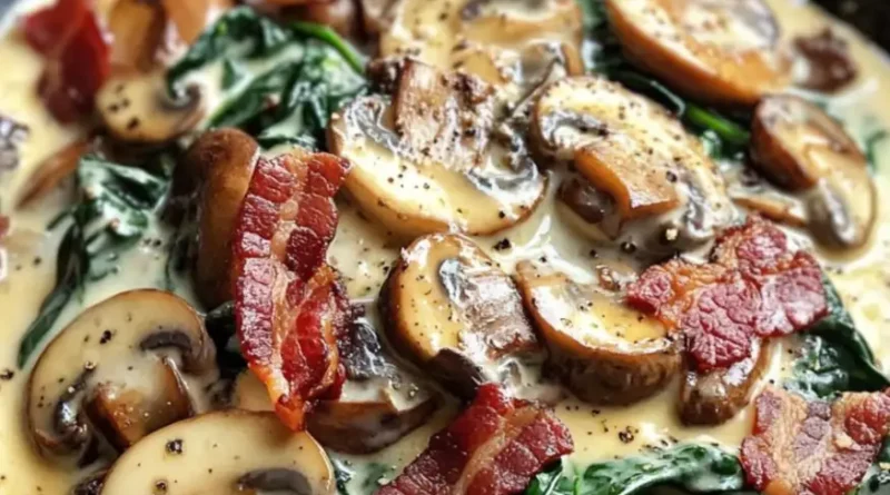 Creamed Spinach, Bacon, and Mushrooms