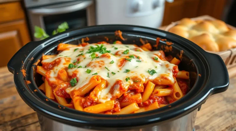 Easy Slow Cooker Baked Ziti