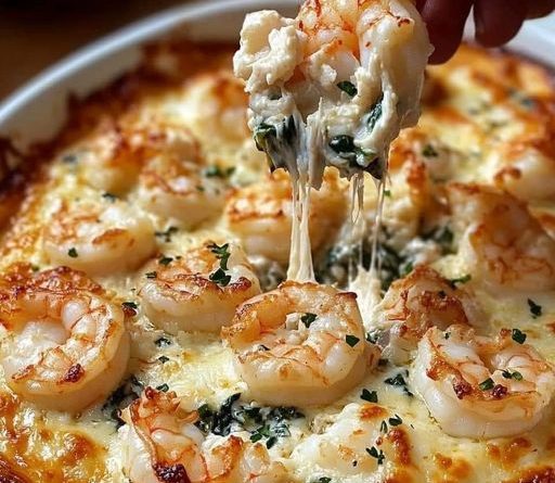 Creamy Shrimp and Crab Spinach Dip with Garlic and Parmesan