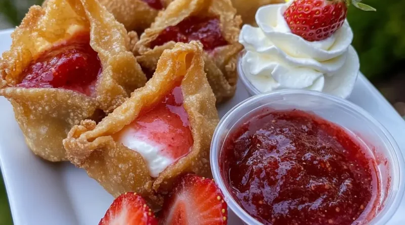 Deep-Fried Strawberry Cheesecake Wonton Bites turned out