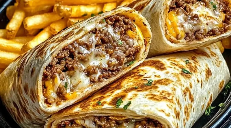 Cheesy Beef Burritos with Fries