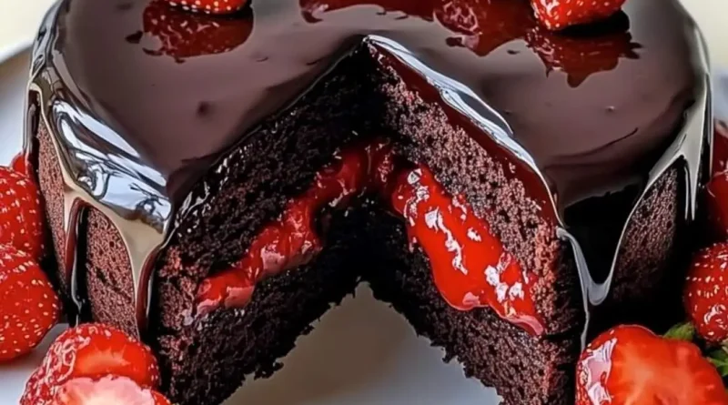 Chocolate Cake with Fresh Strawberry Filling
