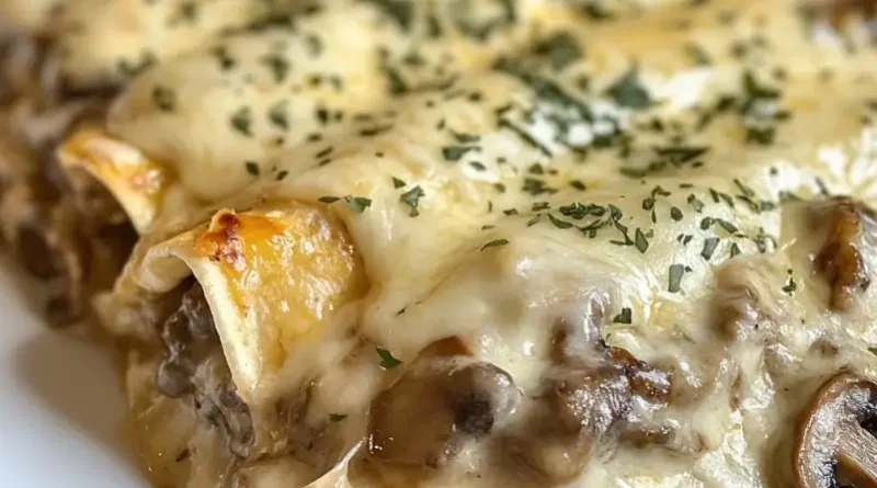 Creamy Beef and Mushroom Enchiladas