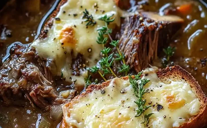 French Onion Short Rib Soup with Gruyère Toast