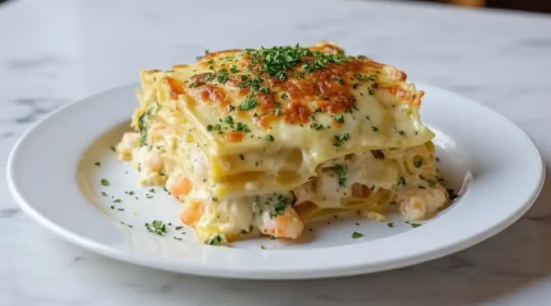 Garlic Butter Shrimp Scampi Lasagna