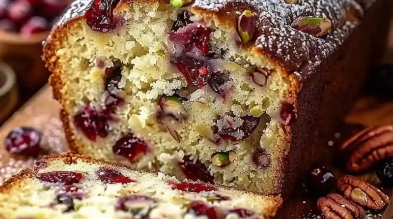 Holiday White Chocolate Cranberry Pecan Pistachio Bread