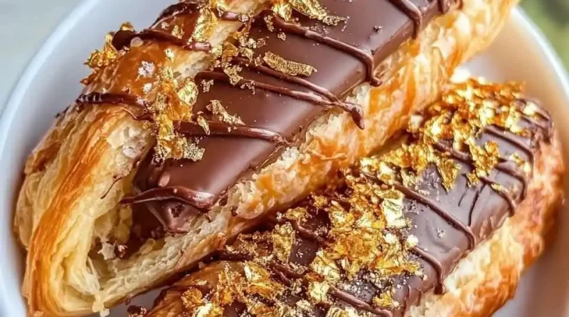 Chocolate Croissants with Edible Gold Flakes