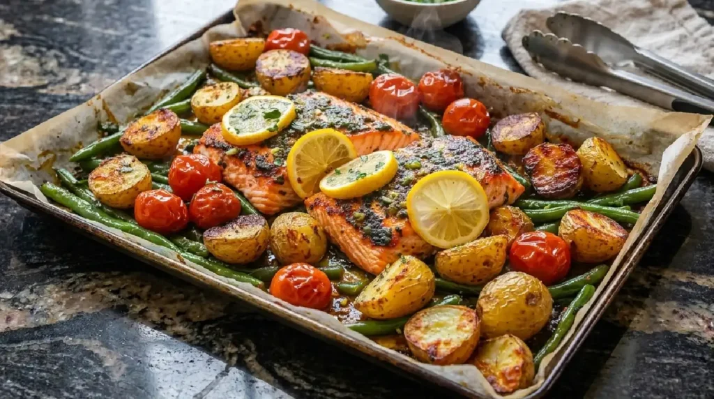 One-Pan Garlic Herb Salmon & Veggies Recipe