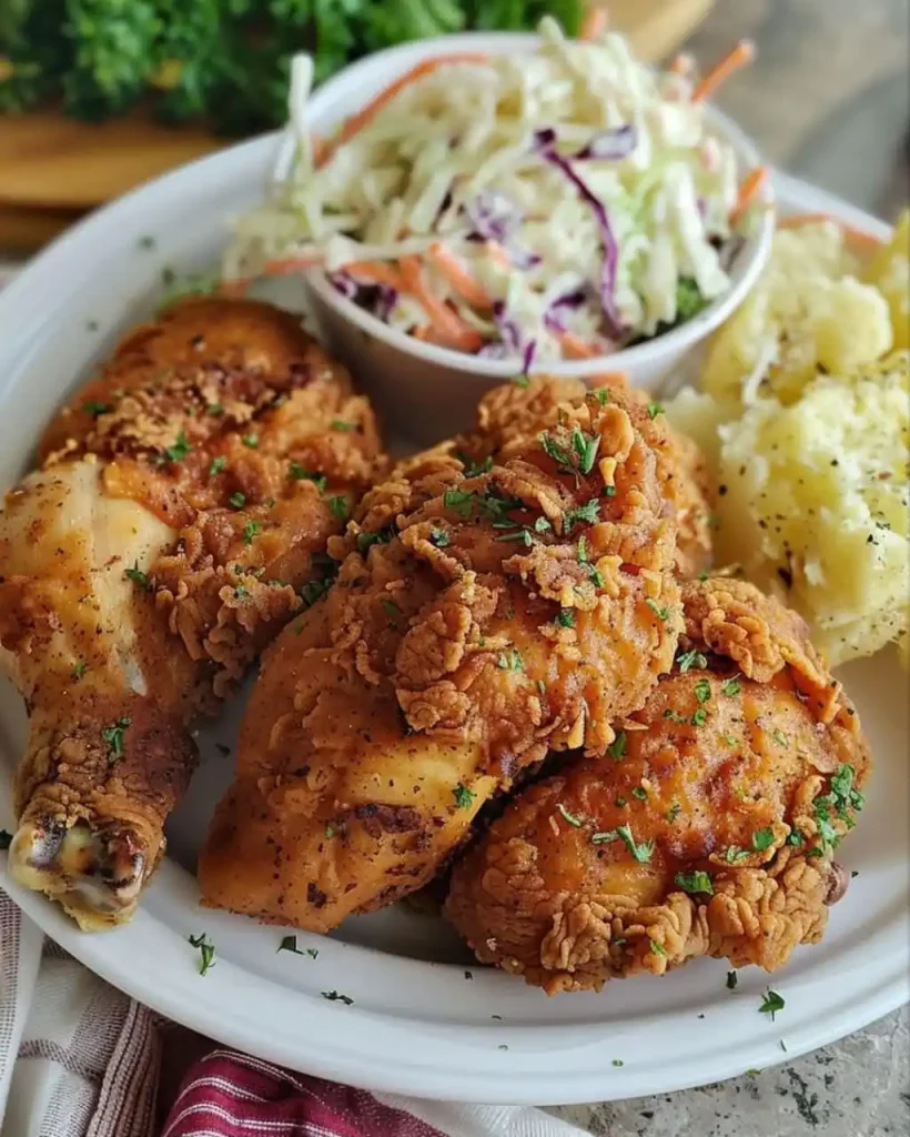 Oven-Fried Chicken with Homemade Coleslaw