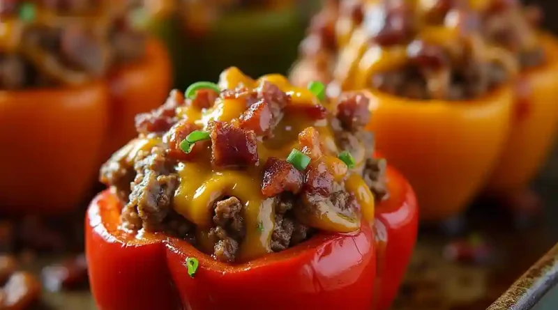BBQ Bacon Cheeseburger Stuffed Peppers