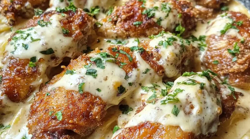 Creamy Parmesan Alfredo Chicken Wings