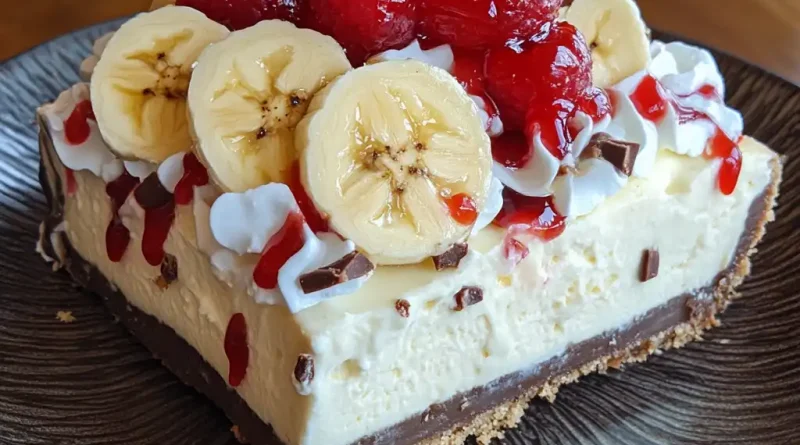No-Bake Banana Split Cheesecake