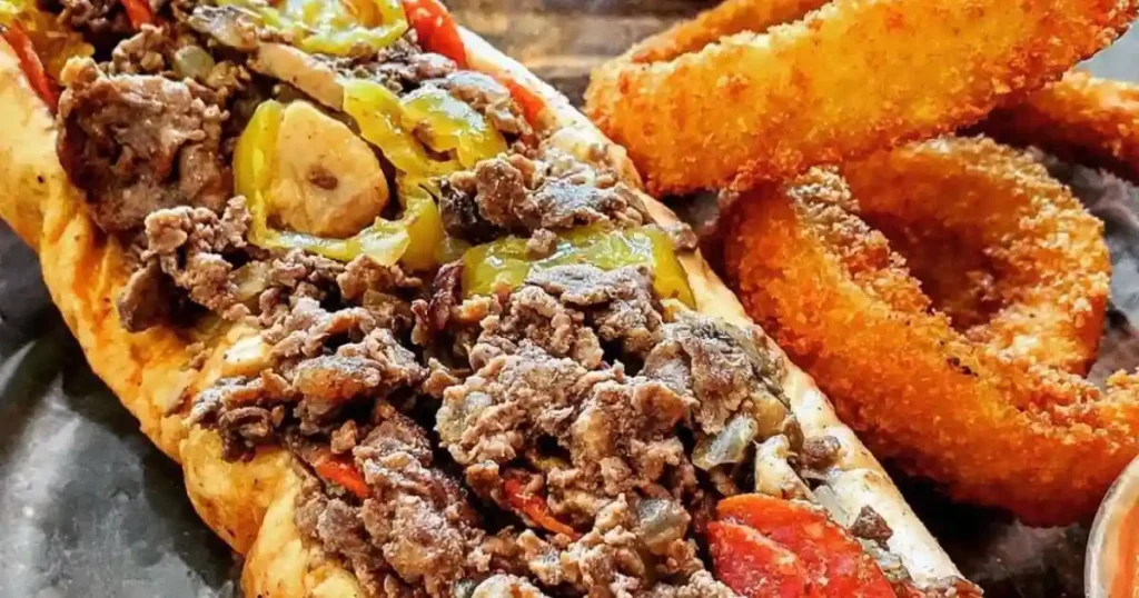 Pepperoni Cheesesteak with Mushrooms and Banana Peppers