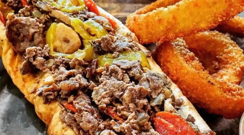 Pepperoni Cheesesteak with Mushrooms and Banana Peppers