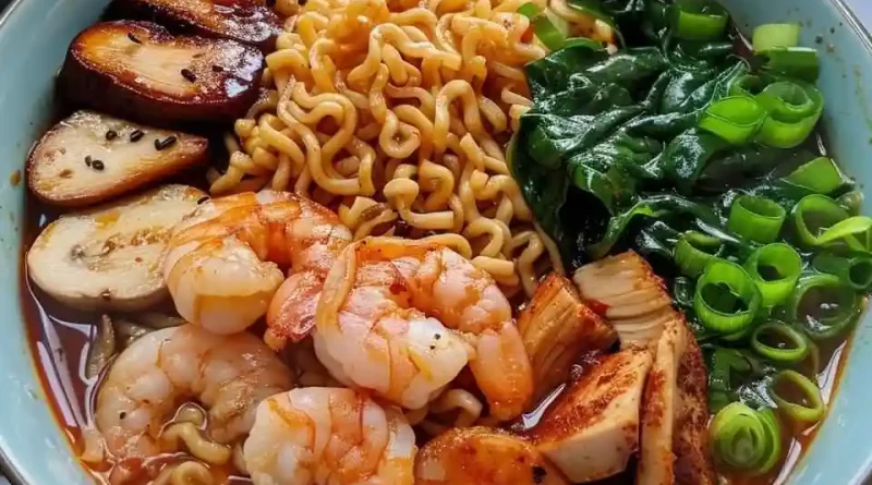 Spicy Shrimp Ramen with Chicken Tenderloin