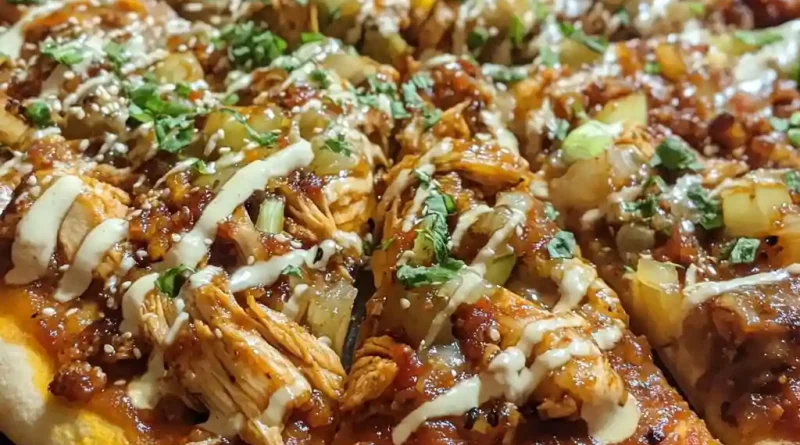 Taco Pizza with Korean BBQ Chicken and Kimchi Recipe