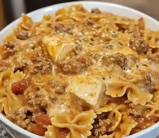 Bowtie Pasta with Creamy Velveeta Beef Sauce