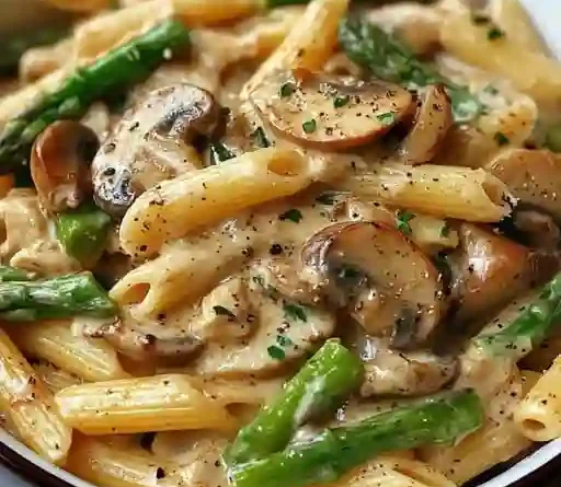 Creamy Mushroom & Asparagus Chicken Penne Recipe