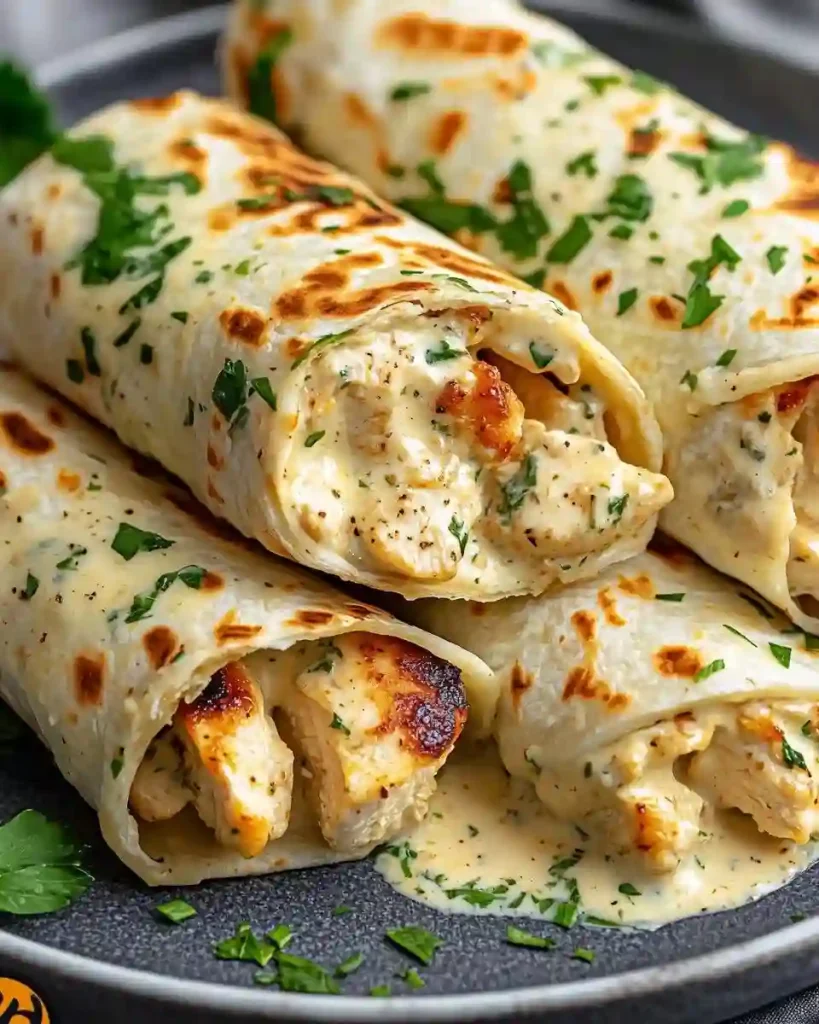 Chicken Wraps with a Garlic Cream Sauce