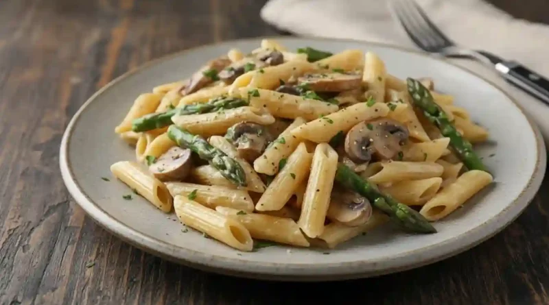 Creamy Mushroom & Asparagus Chicken Penne Recipe
