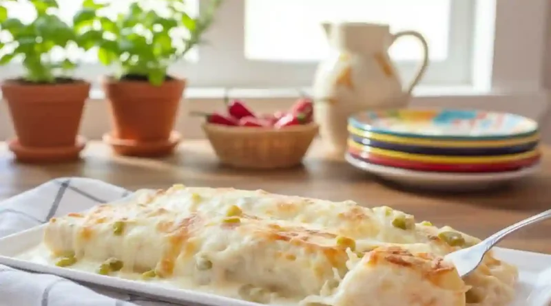 Creamy White Chicken Enchiladas