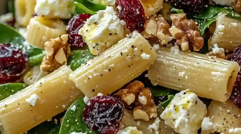 Feta & Cranberry Rigatoni Salad with Lemon Vinaigrette