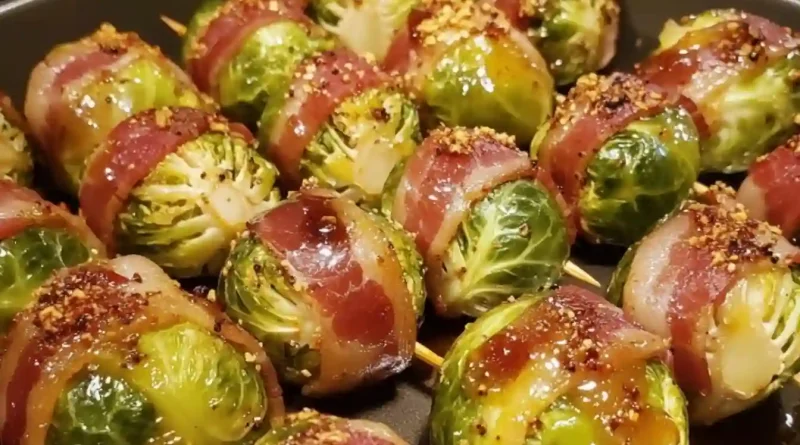 Maple Glazed Bacon-Wrapped Brussels Sprouts