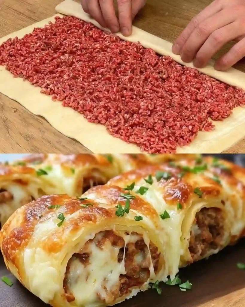 Puff Pastry with Minced Meat and Cheese Recipe