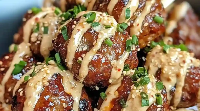 Tender Korean BBQ Meatballs with Spicy Mayo Dip