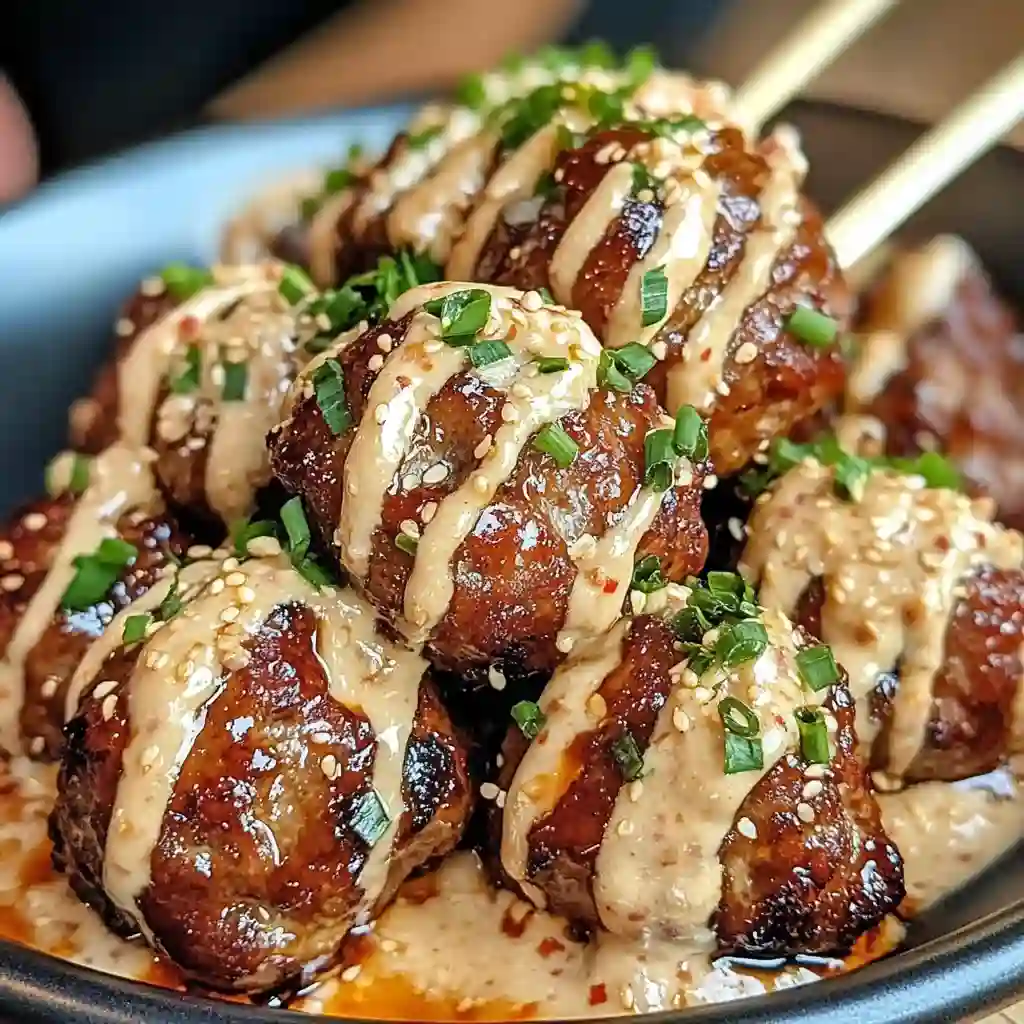 Tender Korean BBQ Meatballs with Spicy Mayo Dip