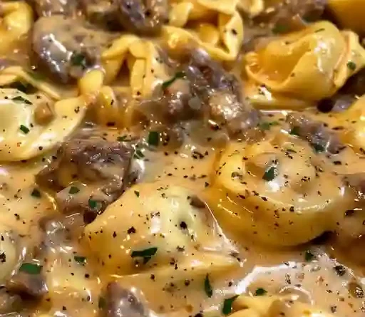 Cheesesteak Tortellini in Rich Provolone Sauce
