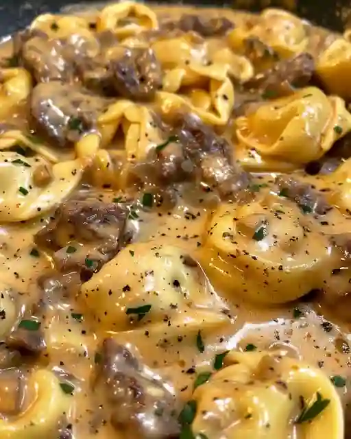 Cheesesteak Tortellini in Rich Provolone Sauce