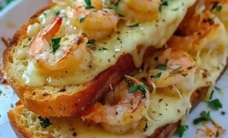 Cheesy Garlic Bread Shrimp Grilled Cheese