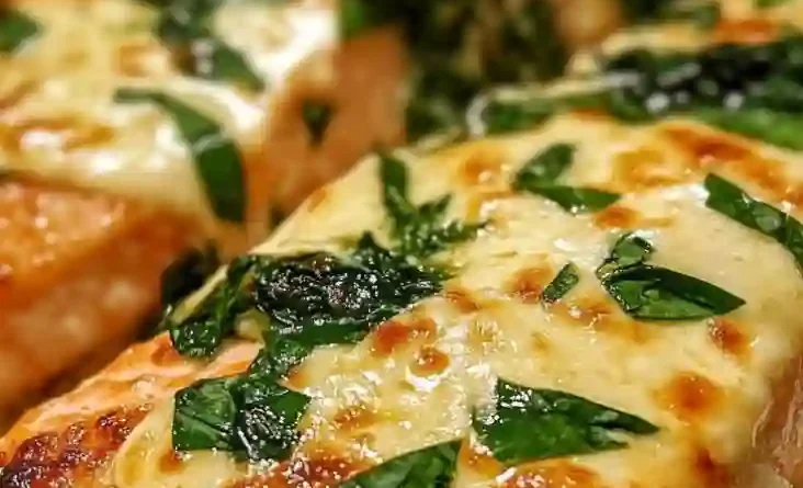 Cheesy Garlic Butter Salmon with Spinach